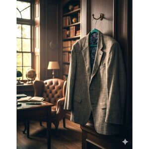 Oak Hill Men's Sport Coat Blazer Suit Jacket 2 Button Gray Blue Check 2XL 50/52R